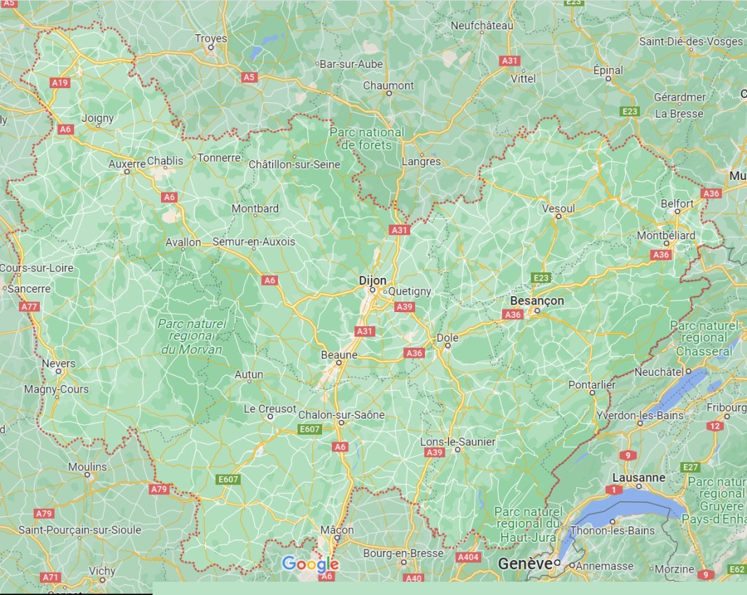 carte de la Bourgogne-Franche-Comt