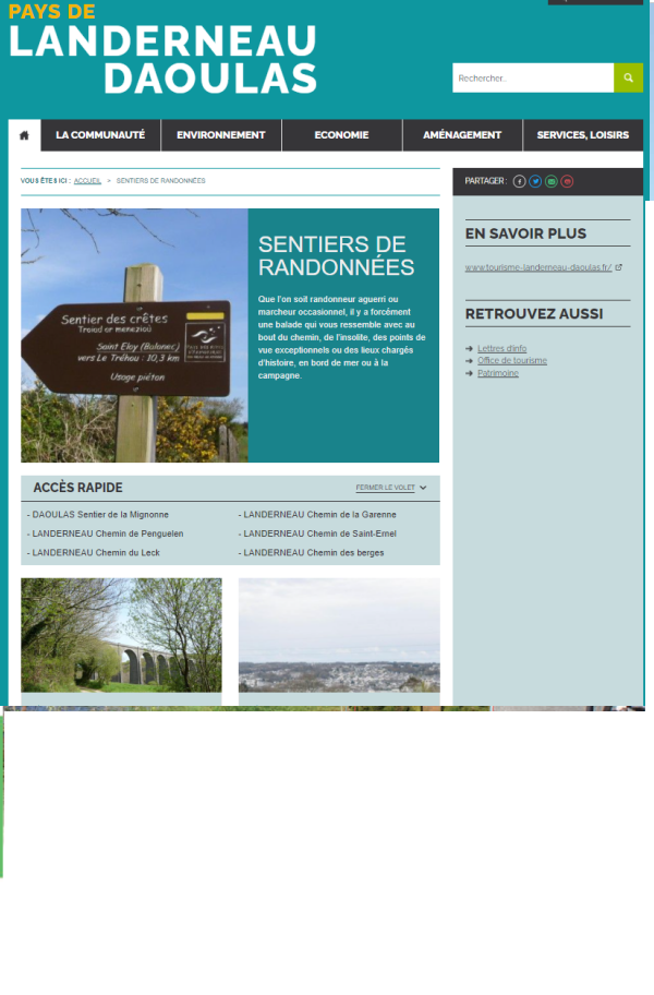 photo d'une page du site du guide de la randonne