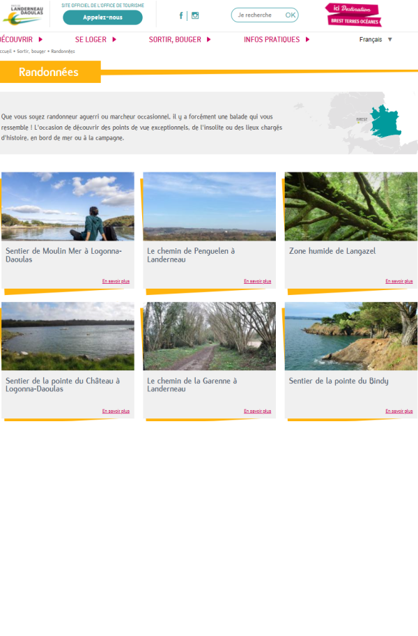 photo d'une page du site du guide de la randonne