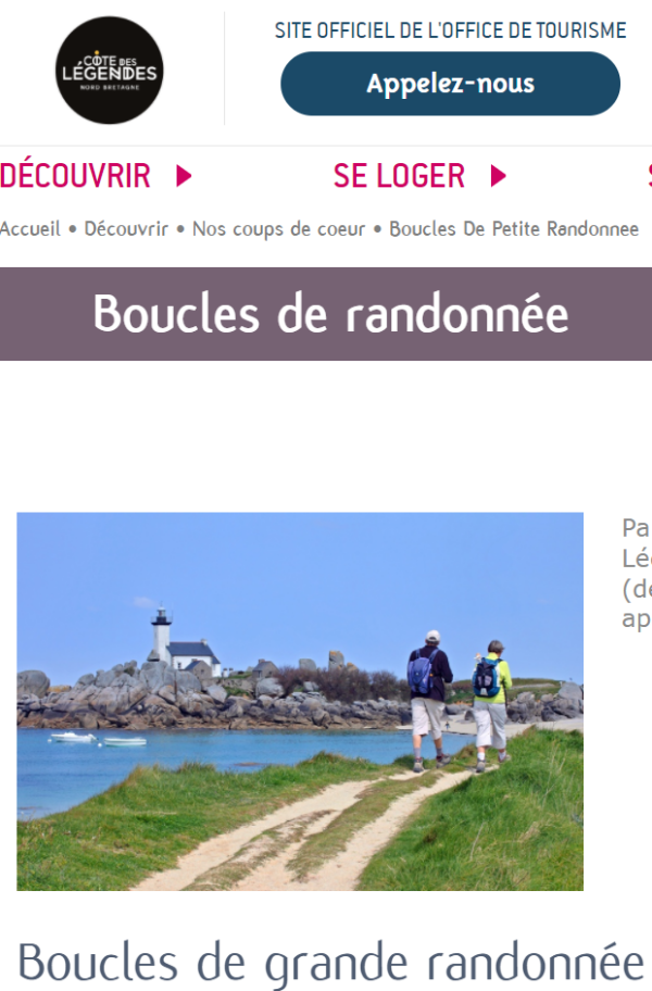 photo d'une page du site du guide de la randonne