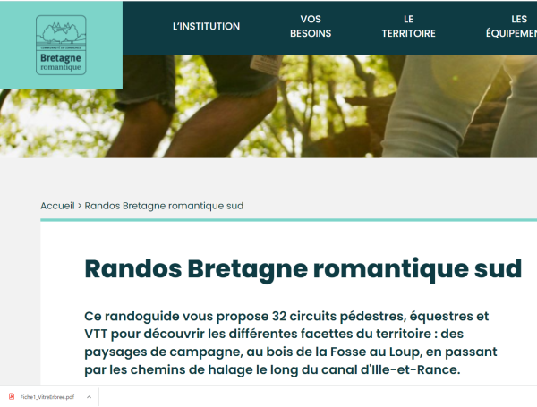 photo d'une page du site du guide de la randonne