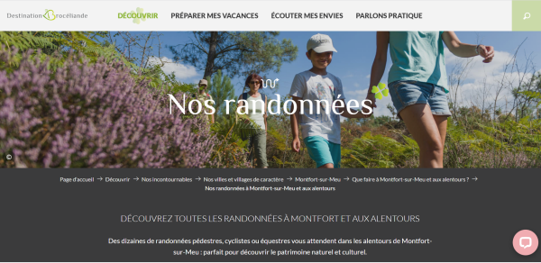 photo d'une page du site du guide de la randonne