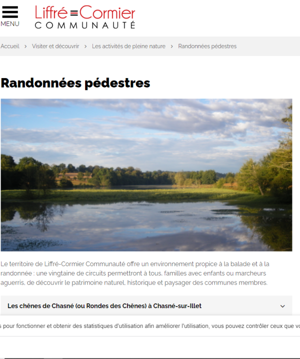 photo d'une page du site du guide de la randonne