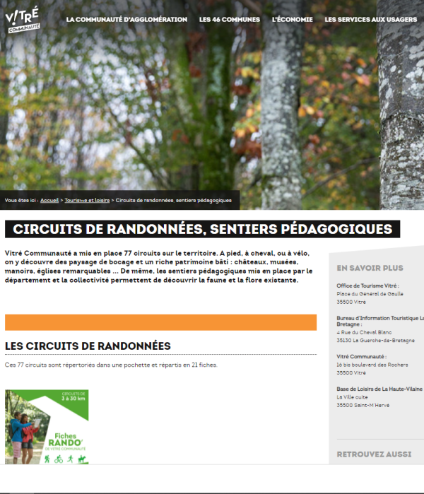 photo d'une page du site du guide de la randonne